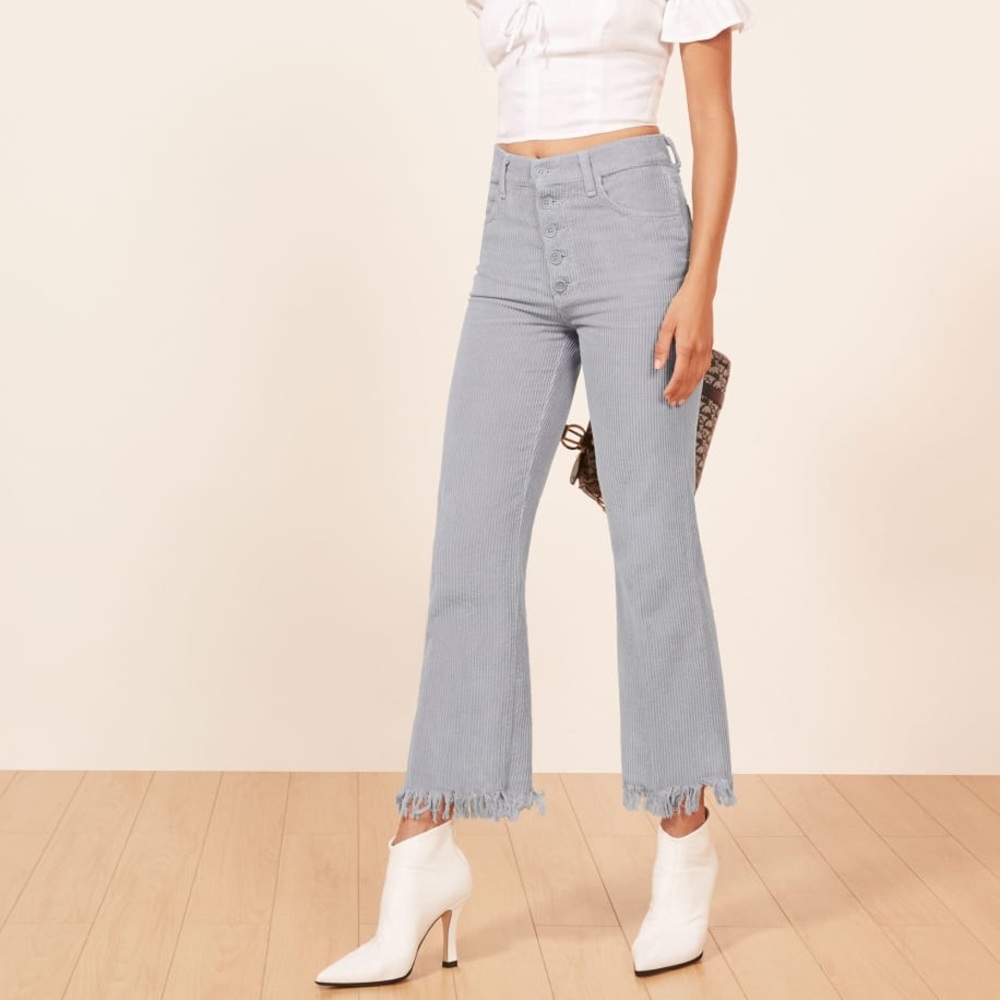 NWT Reformation | Jessie Pant blue/grey corduroy